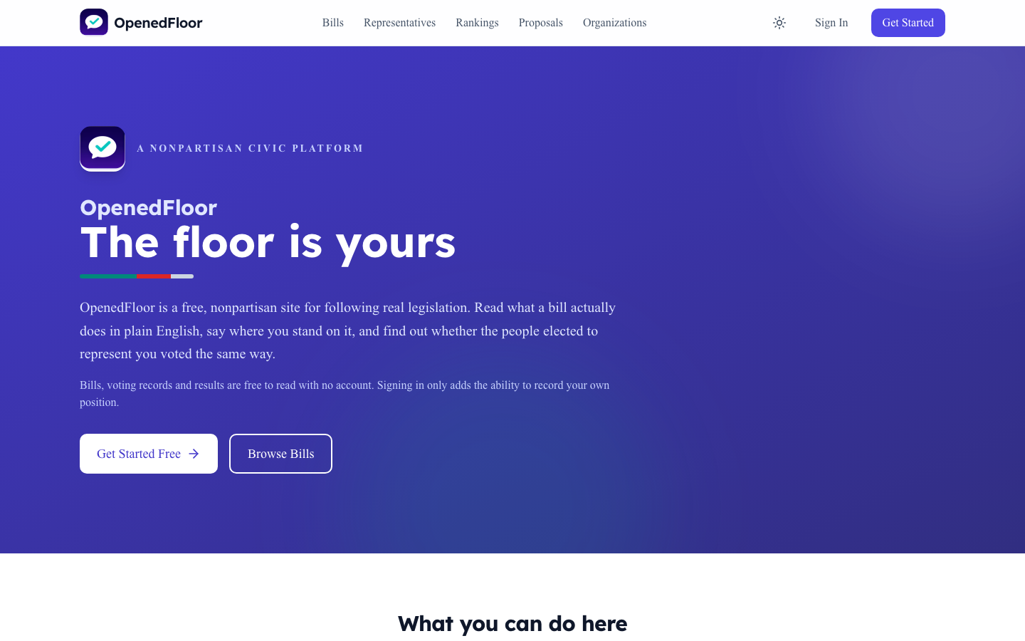 Screenshot of the OpenedFloor website